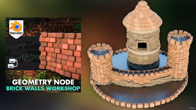 Скачать с Яндекс диска Udemy – Blender Basics Geometry Node Brick Walls Workshop